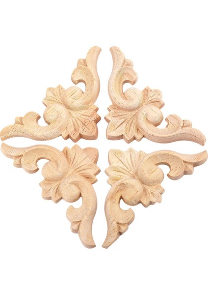 4 Adet 6*6 cm Avrupa Tarzı Ahşap Oyma Köşe Onlay Aplike Mobilya Boyasız Kapı Dekor (Yurt Dışından)