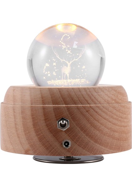 3D Kristal Top Müzik Kutusu Projeksiyon LED Işık ile Geyik Aydınlık Dönen Müzik Kutusu (Yurt Dışından)