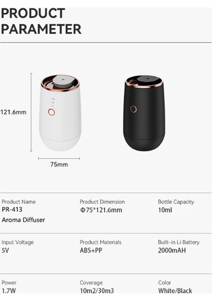 Difüzör Araba Hava Tazeleyici Başlatma Fonksiyonu USB Şarj Edilebilir Esansiyel Yağ Difüzörü 9 Renkli Işıklar Koku (Siyah) (Yurt Dışından) indirimleri