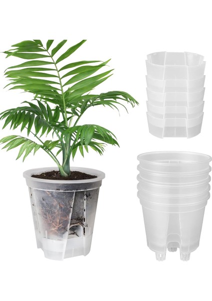 6 Inç Şeffaf Plastik Bahçe Saksıları Kendiliğinden Sulama Saksıları, 5'li Paket Derin Hazneli Plastik Fidanlık Saksıları (Yurt Dışından)