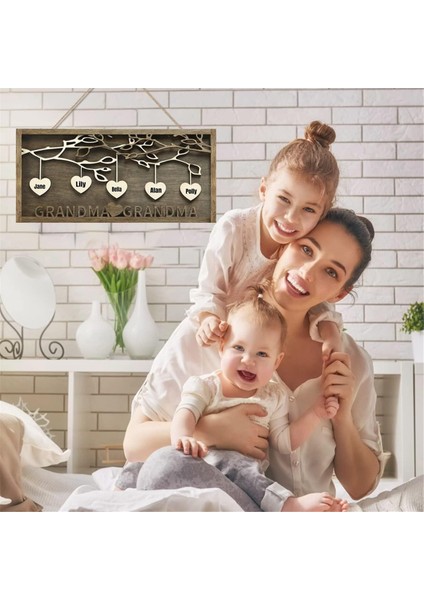 Ahşap Aile Ağacı Plaka Dekorasyonu Oymalı Aile Ismi Süslemeleri Anneler Günü Hediyesi 6 Isim (Yurt Dışından) fiyatları