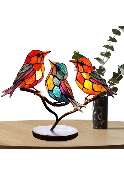 Şube Masaüstü Süsleri Üzerinde Lekeli Kuşlar, Çok Renkli Kuş Lekeli Metal Masa Süsü, Lekeli Demir Süsü, B (Yurt Dışından) fiyatları