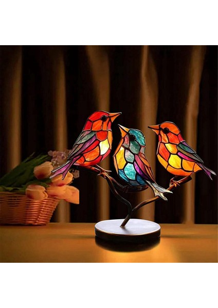 Şube Masaüstü Süsleri Üzerinde Lekeli Kuşlar, Çok Renkli Kuş Lekeli Metal Masa Süsü, Lekeli Demir Süsü, B (Yurt Dışından) fırsatları