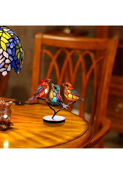 Şube Masaüstü Süsleri Üzerinde Lekeli Kuşlar, Çok Renkli Kuş Lekeli Metal Masa Süsü, Lekeli Demir Süsü, B (Yurt Dışından) indirimleri
