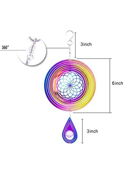 Rüzgar Çanları Süslemeleri Açık Dekor Ev Balkon Vitray Vintage Rüzgar Spinner 3D Döner Rüzgar Çanı (Yurt Dışından) fırsatları