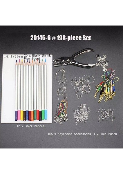 198 Pcs Shrink Kuşe Kağıt Isı Shrink Levha Plastik Kiti Delik Delme Anahtarlıklar Kalemler Dıy Çizim Sanat Kaynağı (Yurt Dışından) fiyatları
