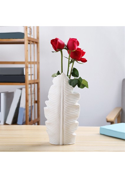 Tüy Seramik Vazo Yaprak Şekli Saksı Balkon Ofis Süsü Yatak Odası Oturma Odası Masaüstü Ev Dekorasyonu Beyaz (Yurt Dışından) indirimleri