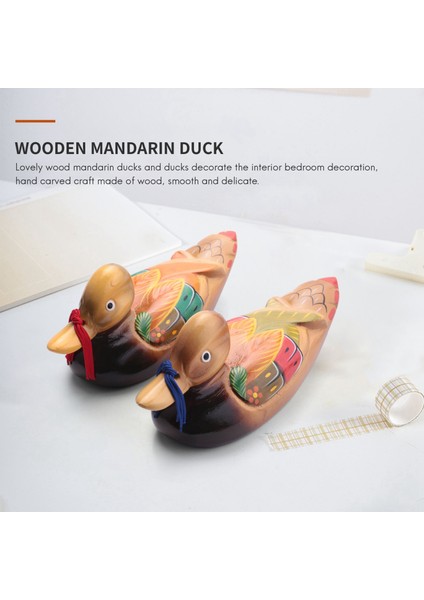 Sevimli Çin Ahşap Mandarin Ördeği ve Ördek Süslemeleri Iç Yatak Odası Odası Dekorasyonu, 2 Adet (Yurt Dışından) fırsatları