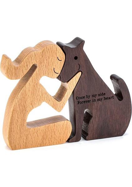 Köpek Ailesi Ahşap Ürünleri Ev Ahşap Oyma Süslemeleri Minyatür Masaüstü Dekoratif El Sanatları (Yurt Dışından)