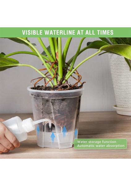 6 Inç Şeffaf Plastik Bahçe Saksıları Kendiliğinden Sulama Saksıları, 5'li Paket Derin Hazneli Plastik Fidanlık Saksıları (Yurt Dışından) modelleri