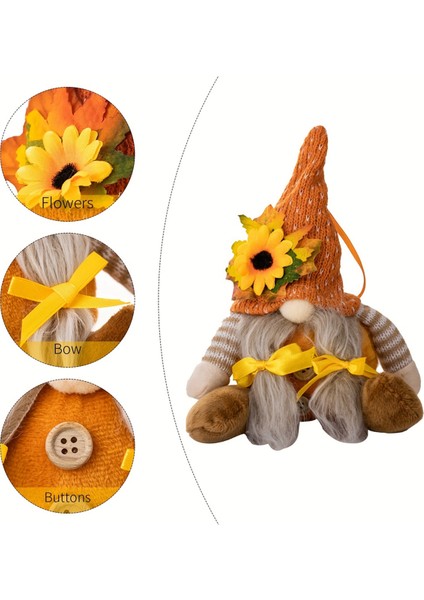 Şükran Günü Dekorasyonu Hasat Mevsimi Akçaağaç Yaprağı Hasır Şapka Rudolf Kısa Bacaklı Bebekgoblin Cüce Bebek (Yurt Dışından) modelleri