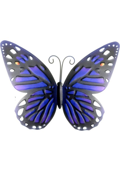Oyulmuş Kelebek Duvar Resmi Duvar Dekoru, El Yapımı Dövme Demir Metal Kelebek Duvar Resmi Ev Bahçe Dekoru Için-Koyu Mavi (Yurt Dışından)