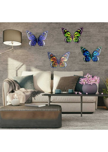 Oyulmuş Kelebek Duvar Resmi Duvar Dekoru, El Yapımı Dövme Demir Metal Kelebek Duvar Resmi Ev Bahçe Dekoru Için-Koyu Mavi (Yurt Dışından) modelleri