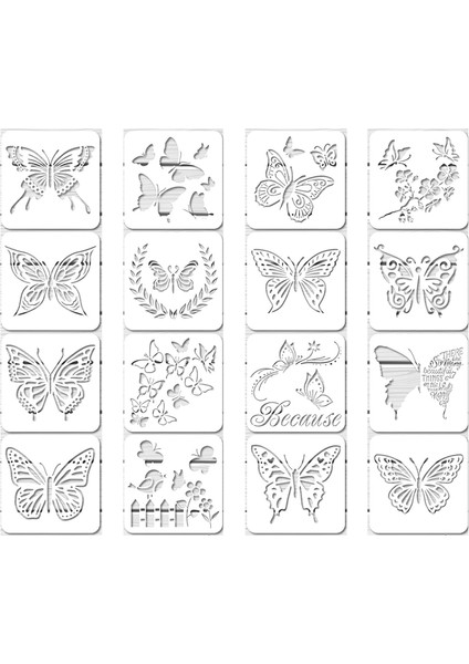 16 Adet Yeniden Kullanılabilir Kelebek Şablonlar Kelebek Şablon Sanat Boyama Boya Zanaat Duvar Dıy Dekor Için Şablonlar (6x6 Inç) (Yurt Dışından)