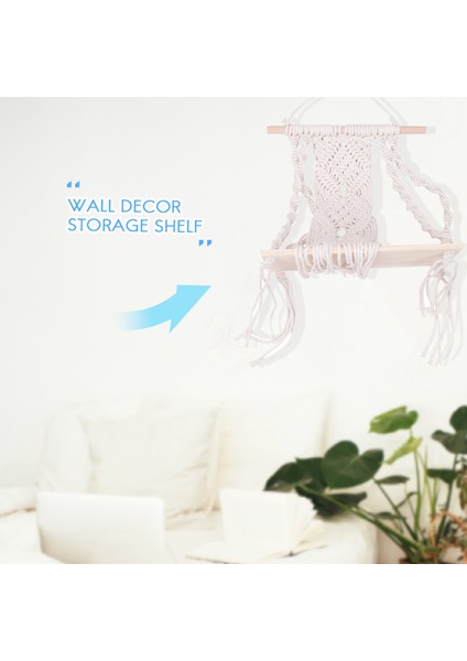 Boho Makrome Duvar Asılı Raf El Yapımı Dokuma Püskül Goblen Raf Ahşap Yüzen Depolama Askı Ev Duvar Dekor Için (Yurt Dışından) fırsatları