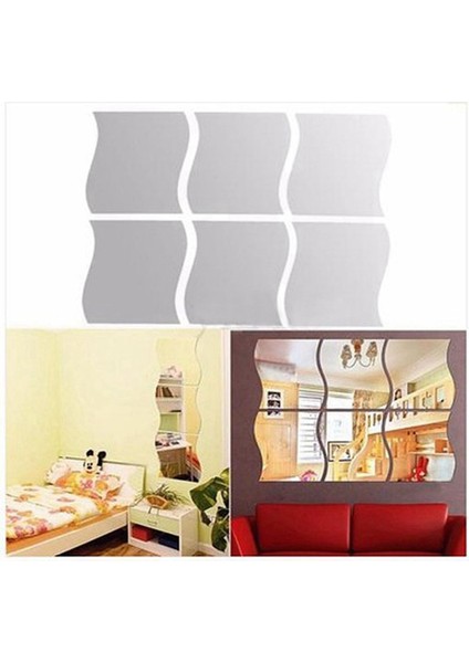 Adet Ayna Duvar Duvar Tarzı Kare Etiket Gümüş Dalgalar Kreş Dekorasyon Deseni ile (Yurt Dışından) indirimleri