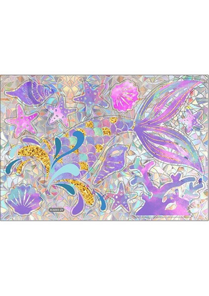 Duvar Sticker Pvc Elektrostatik Cam Sticker Pencere Güneş Tutucu Gökkuşağı Prizmaları Çıkartması-Denizkızı (Yurt Dışından)