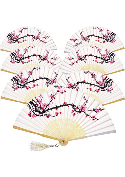 12 Adet El Tipi Yelpazeler Ipek Bambu Katlanır Yelpazeler Çiçek Baskılı Yelpazeler El Tipi Katlanır Dans Yelpazeleri Düğün Hediye Partisi Için (Yurt Dışından)