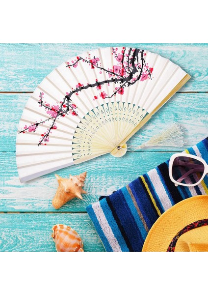 12 Adet El Tipi Yelpazeler Ipek Bambu Katlanır Yelpazeler Çiçek Baskılı Yelpazeler El Tipi Katlanır Dans Yelpazeleri Düğün Hediye Partisi Için (Yurt Dışından) indirimleri