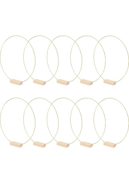 10 Paket 10 Paket Ahşap Yer Kartı Sahipleri ile 10 Inç Metal Çiçek Çember Merkez Parçası, Masa Için Altın Çember Merkez Parçaları (Yurt Dışından)