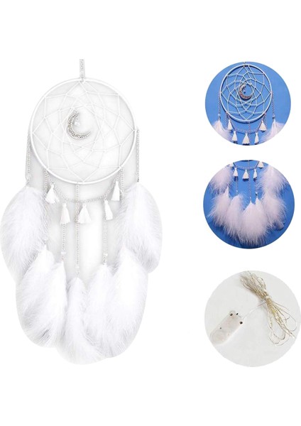 LED Dream Catcher, Yatak Odası Duvar Asılı Ev Dekor Süsler Craft Için El Yapımı Dream Catchers (Beyaz) (Yurt Dışından) fırsatları