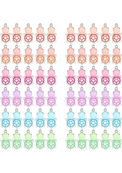 60 Adet Mini Reçine Kaplumbağa Charms Karanlıkta Parlayan Kaplumbağa Kolye Işıklı Kaplumbağa Deniz Sarkan Hayvan Charms, 6 Renk (Yurt Dışından)