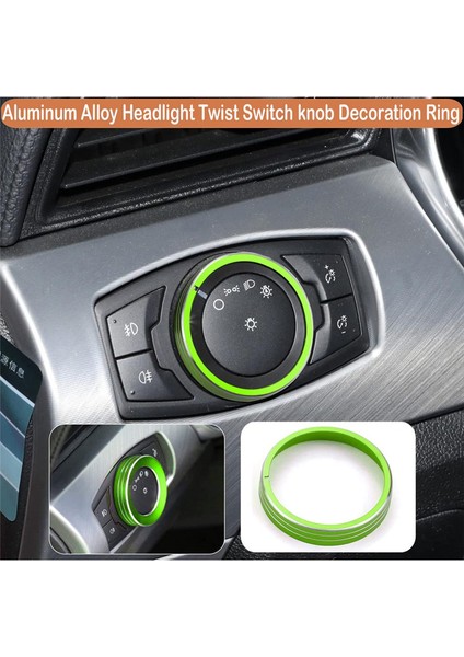 Dash Düğmeleri Trim Halkası 2015-2021 Ford Mustang Ses Far Anahtarları Ayar Düğmesi Kontrol Düğmesi Kapağı, Yeşil 3 Adet (Yurt Dışından) indirimleri