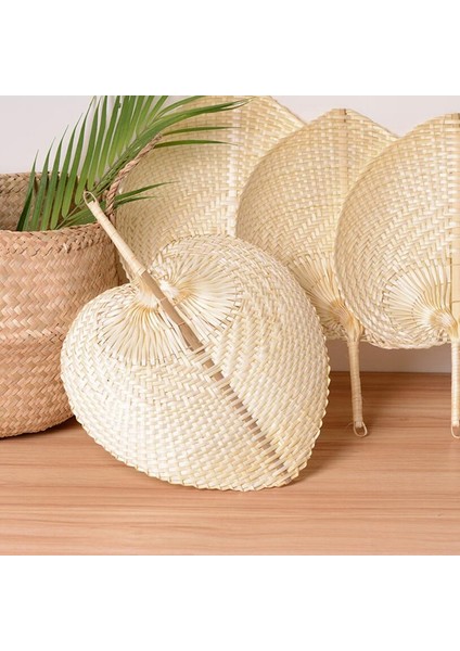 12 Adet Saf El Yapımı Dıy Kalp Şeklinde Bambu Dokuma Fan Yaz Soğutma Fanı Çin Tarzı El Fan El Hayranları Düğün Ürünleri (Yurt Dışından) fırsatları