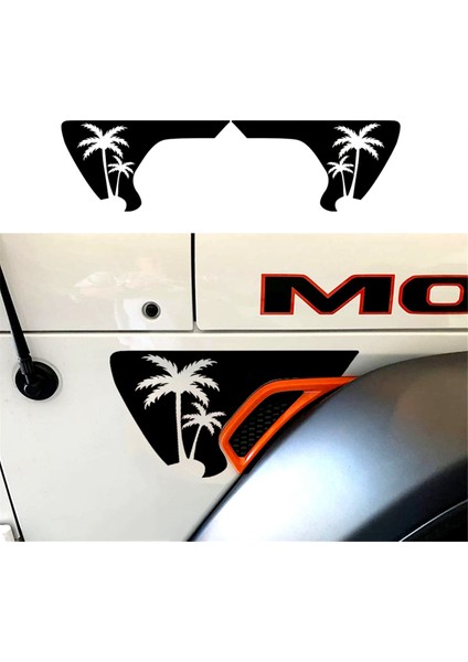 Yan Çamurluk Havalandırması Hindistan Cevizi Ağaçları Çıkartmaları, Jeep Wrangler Jl / Gladiator Jt 2018-2024 Için Önceden Kesilmiş Siyah Pvc Etiket (Yurt Dışından) fiyatları