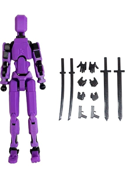 Çok Eklemli Hareketli Robot 3D Baskılı Manken Kukla Aksiyon Figürleri Oyunu Çocuk Yetişkin Dekompresyon Araçları, Mor (Yurt Dışından)