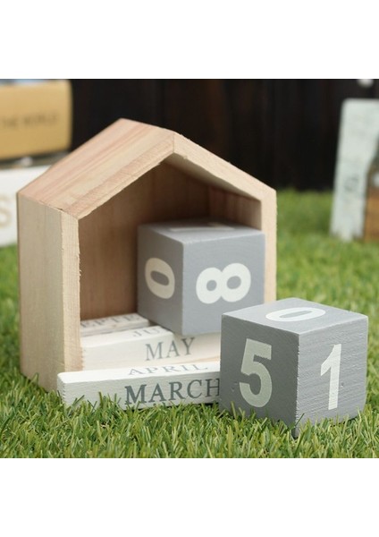 Vintage Tasarım Ev Şekli Sürekli Takvim Ahşap Masa Ahşap Blok Ev Ofis Malzemeleri Dekorasyon Artcraft (Yurt Dışından) fiyatları