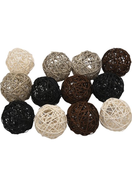 12'li Paket Büyük Rattan Toplar - Kaseler Için Dekoratif Toplar, Vazo Dolgusu, Sehpa Dekoru, Düğün Partisi Dekorasyonu (Yurt Dışından)