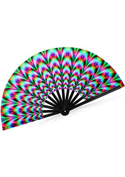 Kadınlar Raves Katlanır El Yelpazesi Floresan Parıltılı Parti Kulübü Balo Disko Ucube Pub Dekoratif Katlanır Yelpazesi (Yurt Dışından)