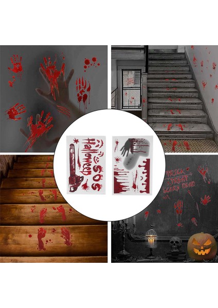 10 Modeller Kanlı Cadılar Bayramı Süslemeleri Pencere Çıkartmaları Korku Çıkartmaları Cadılar Bayramı Partisi Süslemeleri Için Kanlı El Izi (Yurt Dışından)