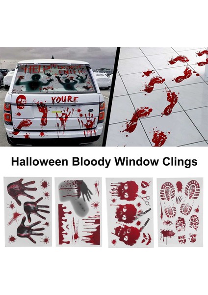 10 Modeller Kanlı Cadılar Bayramı Süslemeleri Pencere Çıkartmaları Korku Çıkartmaları Cadılar Bayramı Partisi Süslemeleri Için Kanlı El Izi (Yurt Dışından) indirimleri