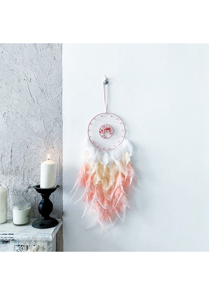 Dream Catcher Asılı Süs Dekor El Yapımı LED Işıkları Pembe Tüy Şifa Kristalleri Dreamcatchers Ev Duvar Dekoru Için (Yurt Dışından) fırsatları