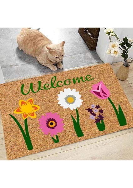 Hoş Geldiniz Çiçekli Hindistan Cevizi Lifli Kapı Paspası Iç Mekan Dış Mekan Giriş Dış Bahçe Ev Dekorasyonu Için Dış Mekan Paspası (Yurt Dışından) modelleri