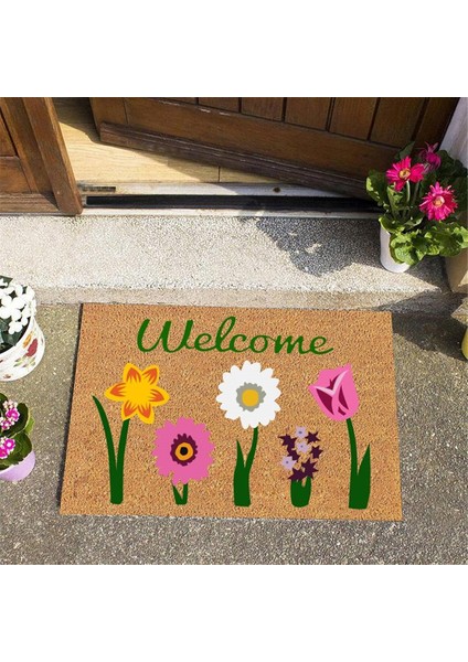 Hoş Geldiniz Çiçekli Hindistan Cevizi Lifli Kapı Paspası Iç Mekan Dış Mekan Giriş Dış Bahçe Ev Dekorasyonu Için Dış Mekan Paspası (Yurt Dışından) fırsatları