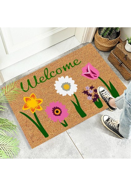 Hoş Geldiniz Çiçekli Hindistan Cevizi Lifli Kapı Paspası Iç Mekan Dış Mekan Giriş Dış Bahçe Ev Dekorasyonu Için Dış Mekan Paspası (Yurt Dışından) indirimleri