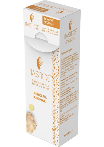 Damla Sakızlı Şekersiz Sakız 20 gr x 12 Adet Zencefil