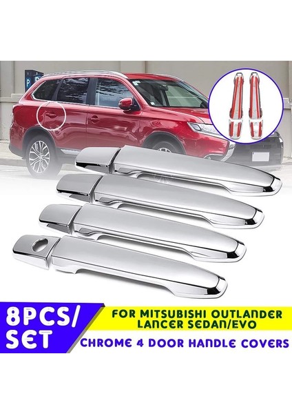 Abs Krom Yan Kapı Kolu Kapağı Döşeme 8 Adet Mitsubishi Outlander Lancer Sedan Evo Sport Rvr Asx 2008-2014 (Yurt Dışından) fiyatları