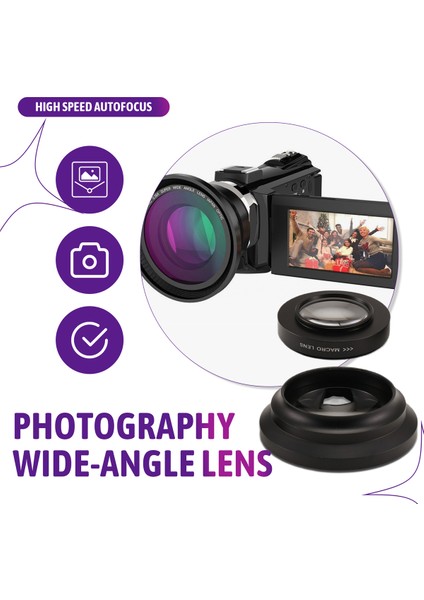 Profesyonel 37MM MAKRO+72MM Geniş Açı Lens 0.39X Full Hd 4K Video Kamera Için (Yurt Dışından) indirimleri
