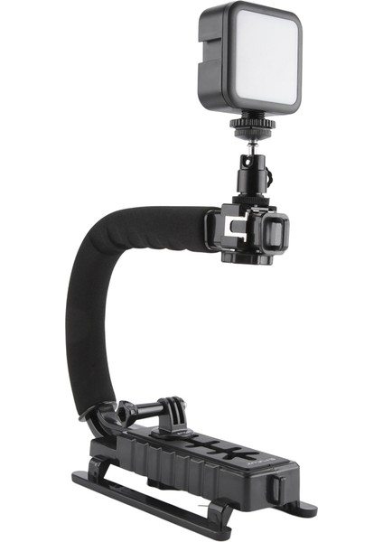 Taşınabilir El Dv Kamera Braketi Sabitleyici + Tüm Slr Kameralar ve Dv Için Soğuk Ayakkabı Tripod Kafası ile LED Dolgu Işığı Kiti (Yurt Dışından) fiyatları