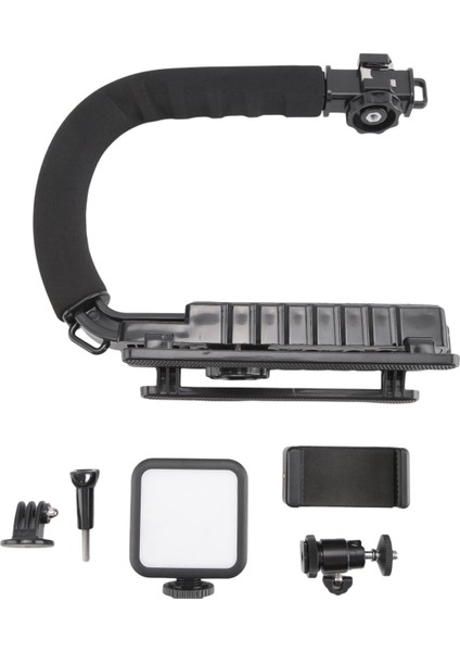 Taşınabilir El Dv Kamera Braketi Sabitleyici + Tüm Slr Kameralar ve Dv Için Soğuk Ayakkabı Tripod Kafası ile LED Dolgu Işığı Kiti (Yurt Dışından) fırsatları
