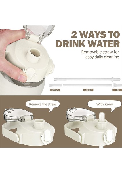 Spor Salonu, Ev Ofisi ve Beyaz Için Pipetli 64 Oz Cam Su Şişeleri, Silikon Kılıflı ve Zaman Işaretli Cam Şişe (Yurt Dışından) indirimleri