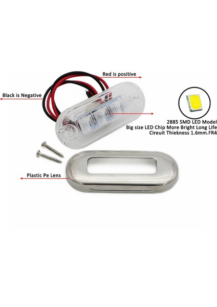 4 Adet 12V Tekne Deniz Sinyal Lambası Şeffaf Sınıf Büyük Su Geçirmez LED Nezaket Işıkları Merdiven Güvertesi Beyaz (Yurt Dışından)