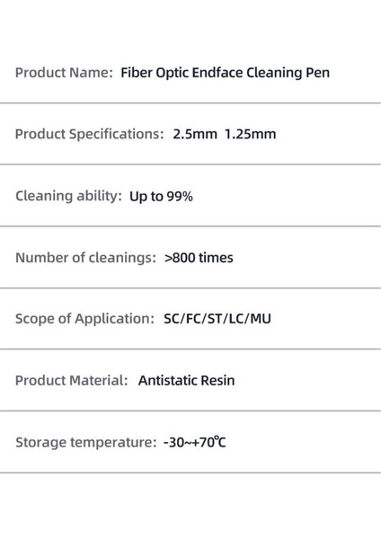 2 Adet Fiber Optik Temizleme Kalemi 2,5 mm Lc/mu Için, 1,25 mm Sc/fc/st Konnektörü Için Optik Akıllı Fiber Optik Temizleme Kalemi Aracı (Yurt Dışından) indirimleri