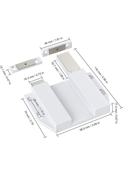 Çift Basmalı Dolap Kapı Mandalı Ağır Hizmet Tipi 2'li Mıknatıslı Basmalı Kapı Mandalı Mutfak Kapısı Için Dokunmatik Mandallar (Yurt Dışından) fiyatları