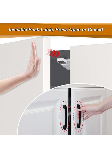 Çift Basmalı Dolap Kapı Mandalı Ağır Hizmet Tipi 2'li Mıknatıslı Basmalı Kapı Mandalı Mutfak Kapısı Için Dokunmatik Mandallar (Yurt Dışından) modelleri