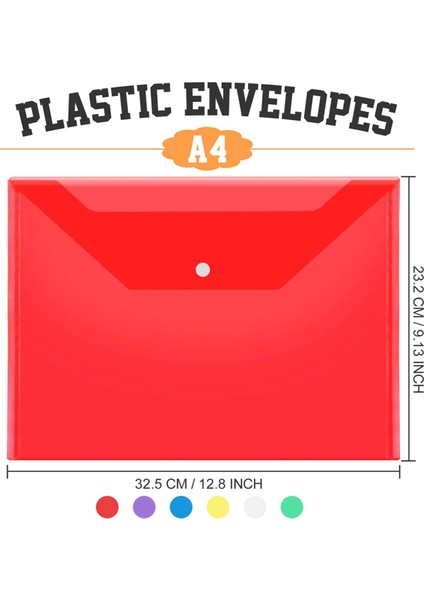 24'lü Plastik Çıtçıtlı Zarflar, Belgeler Için Plastik Dosya Klasörleri, A4 Şeffaf Zarf Klasörleri, Dosya Çantaları (Yurt Dışından) fiyatları